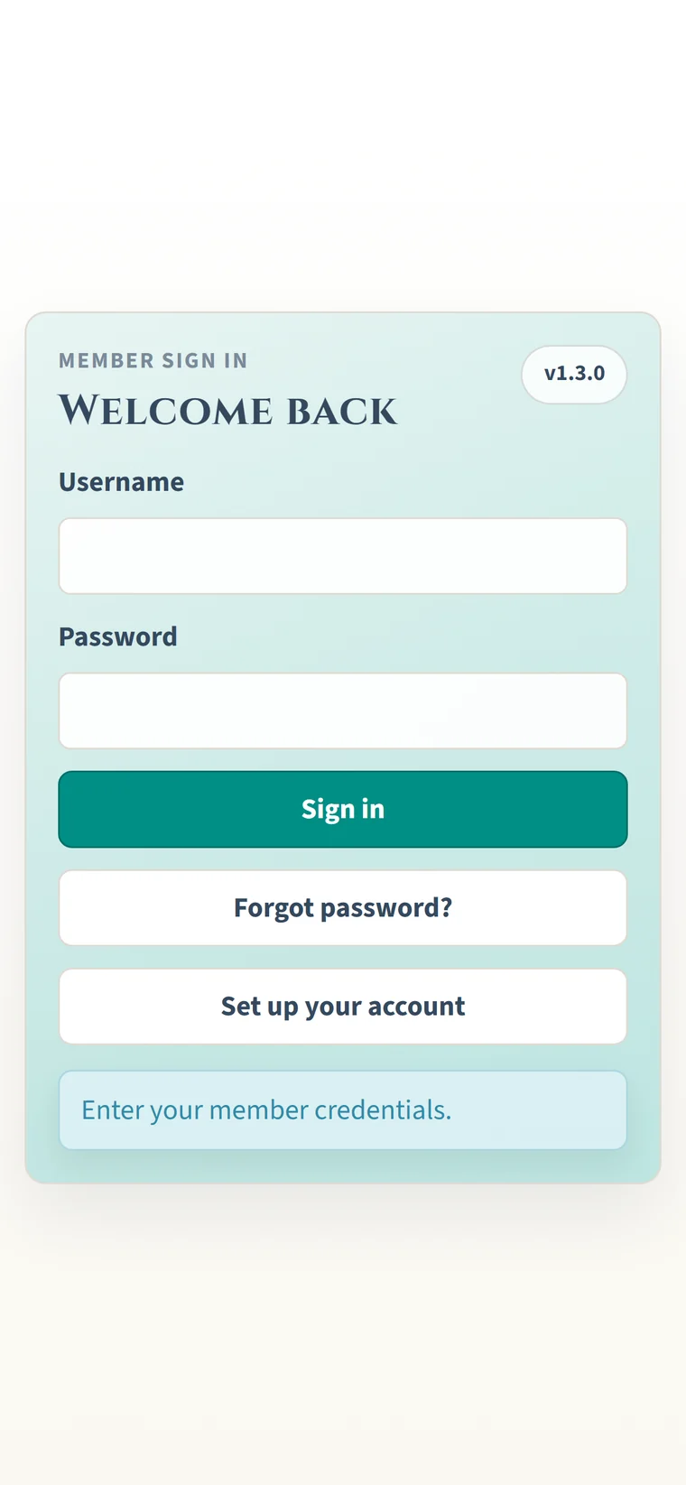 The Orbit member app, sign in